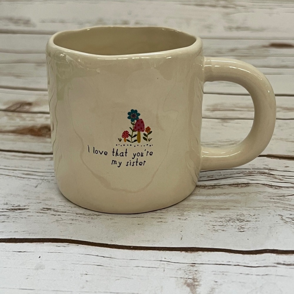 NEW Natural Life Coffee Mug I Love That You're My Sister Mushroom Boho 12oz
